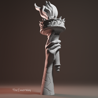 hand statue liberty end world monument apocalypse sculpture fallout flame 3d print model - Mito3D