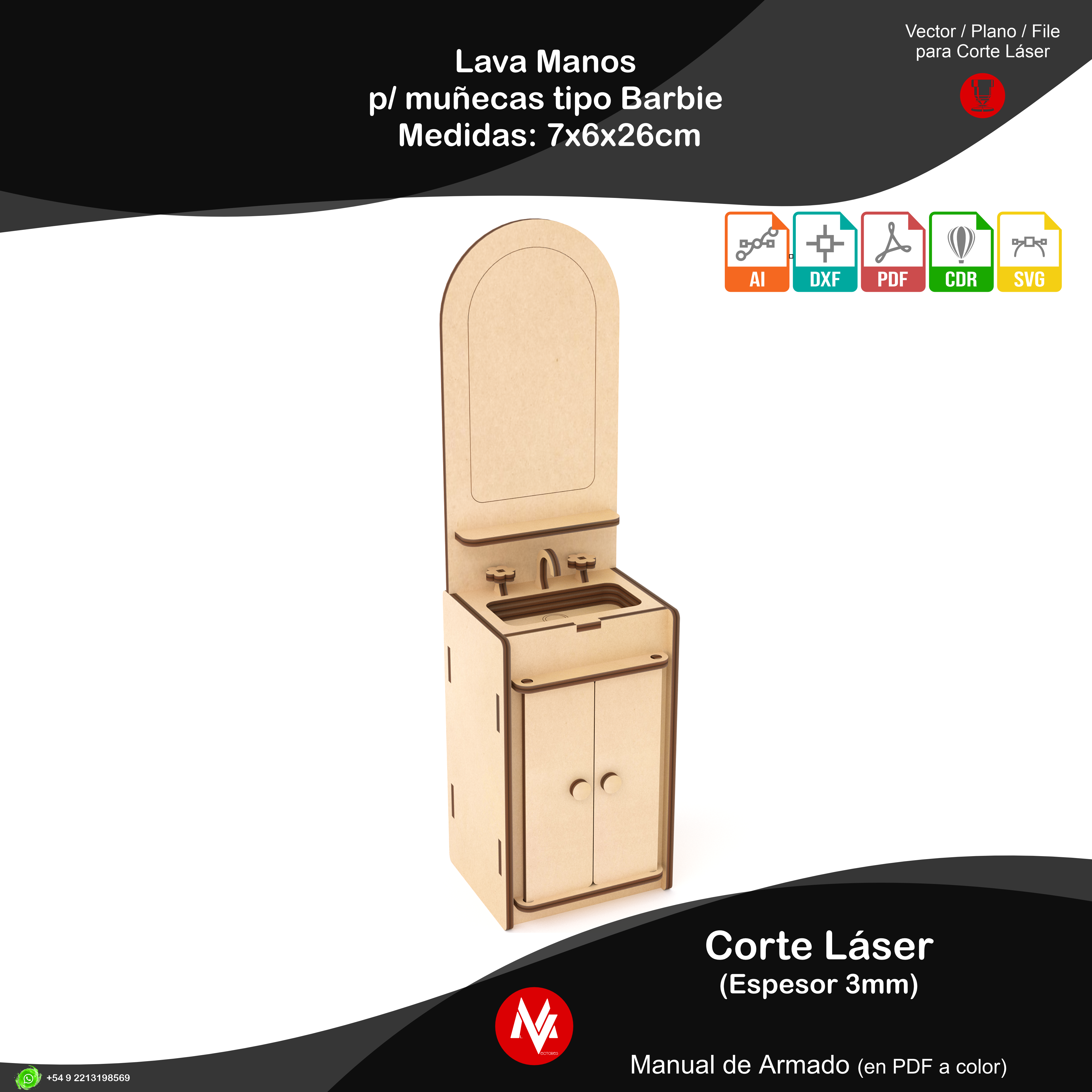 Hand waschen Barbie Größe Puppen Vektor planen Schneiden cnc Laser Schnitt sofortig download Holz Sperrholz Datei Modell Box svg cdr dxf PDF Dateien 3D print model - Mito3D