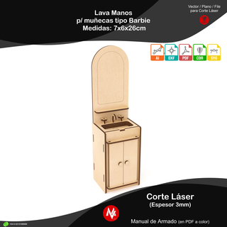 hand wash barbie size dolls vector plan cutting cnc laser cut instant download wood plywood file model box svg cdr dxf pdf files 3d print model - Mito3D
