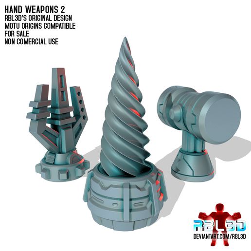 hand weapons 2 motu origins compatible 3D print model - Mito3D