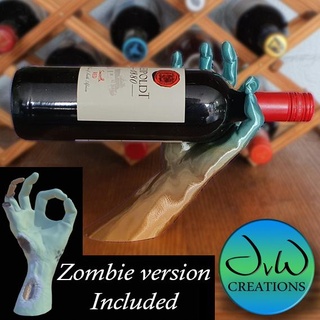 hand wine bottle stand zombie version right & left holder accessory kitchen dining tableware home decor sculpture art 3d print model - Mito3D