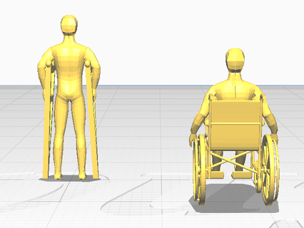 özürlü tekerlekli sandalye koltuk değnekleri 3d print model - Mito3D