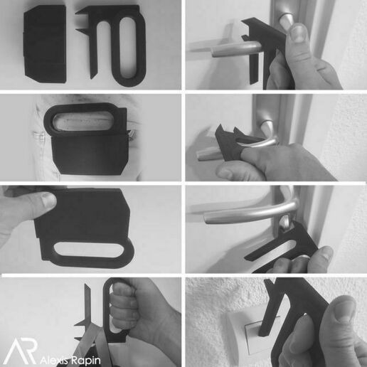 handle + covid 19 case 3D print model - Mito3D