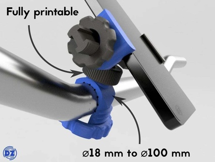 handlebar tube phone mount screw clamp handelbar accessory plug stand smartphone holder mobile 3d print model - Mito3D
