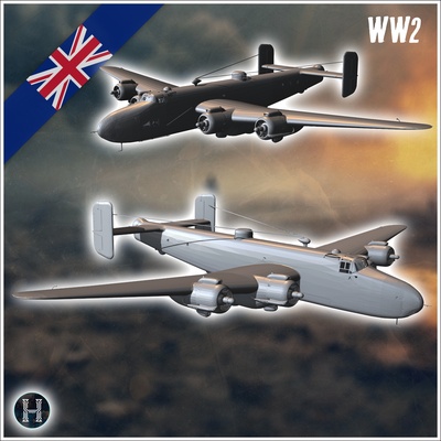 handley halifax four engined lourd bombardier avion 5 uk uni ww2 royaume britanique angleterre armée occidental normandie afrique renflement seconde guerre mondiale day jeu paysage véhicule transporteur transport miniatures wargaming terrain machine figurine mini bretagne seconde monde guerre flammes commander génial alliés londres brit 3d print model - Mito3D