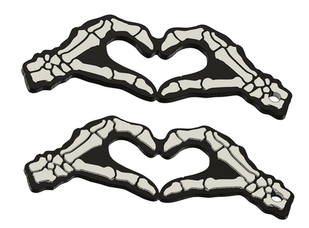 hands heart keychain keychains skeleton tomidea helloween 3d print model - Mito3D