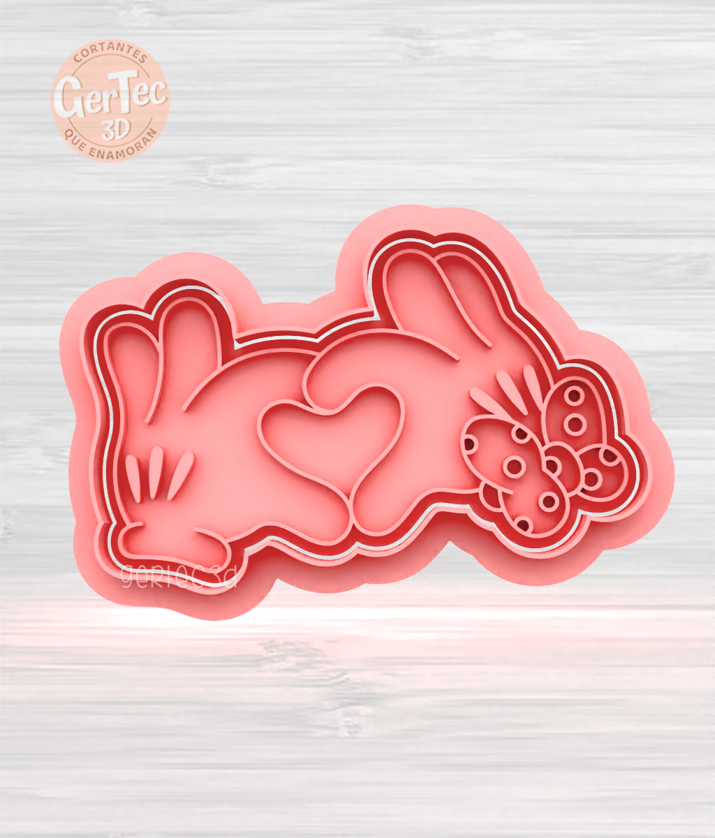 hands heart minnie mickey cutter stamp cookie Home valentine's day love lovers seal mass cookies cold porcelain ceramics 3D print model - Mito3D