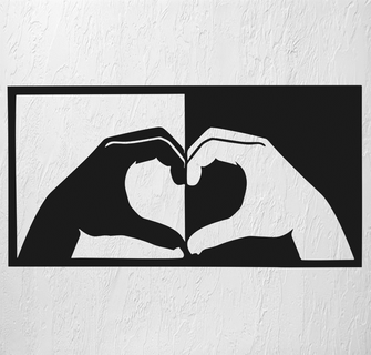 hands heart wall art 2d decoration hand love grabbing clutching taking brother brothers sisterhood friendship sentiment right left 3d print model - Mito3D