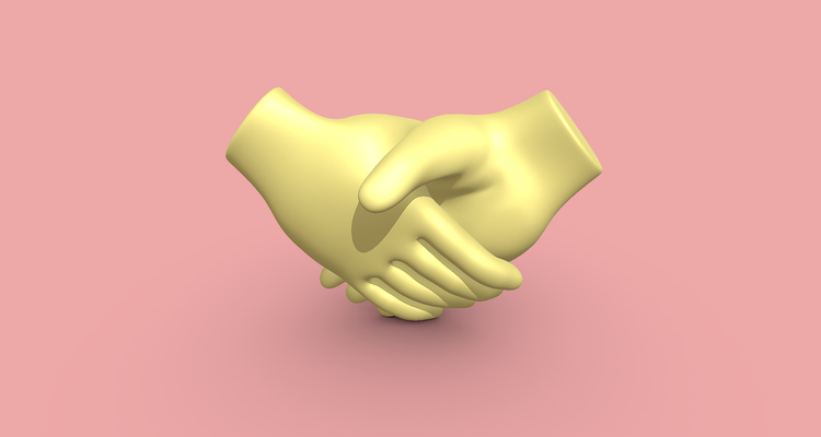 handshake emoji art handshake-emoji printable 3d-model hand gesture symbol unity emoticon expression illustration sticker emotion jester wig 3d print model - Mito3D