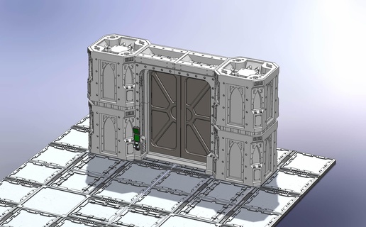 hangar bulkhead door zone mortalis 28mm wh 40 k games necromund underhive terrain wall war hammer 3d print model - Mito3D