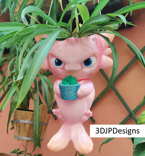 hanging axolotl planter pencil holder flower pot Art fish plant easter vase animal easy print egg lizard cute baby in place kawaii angry garden house 3d print model - Mito3D