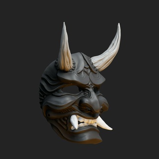 Hanna samuray oni maske 5 devir Sanat giyilebilir Hannya Japonca iblis stl obj 3d Yazdır reçine Ejderha 3d print model - Mito3D