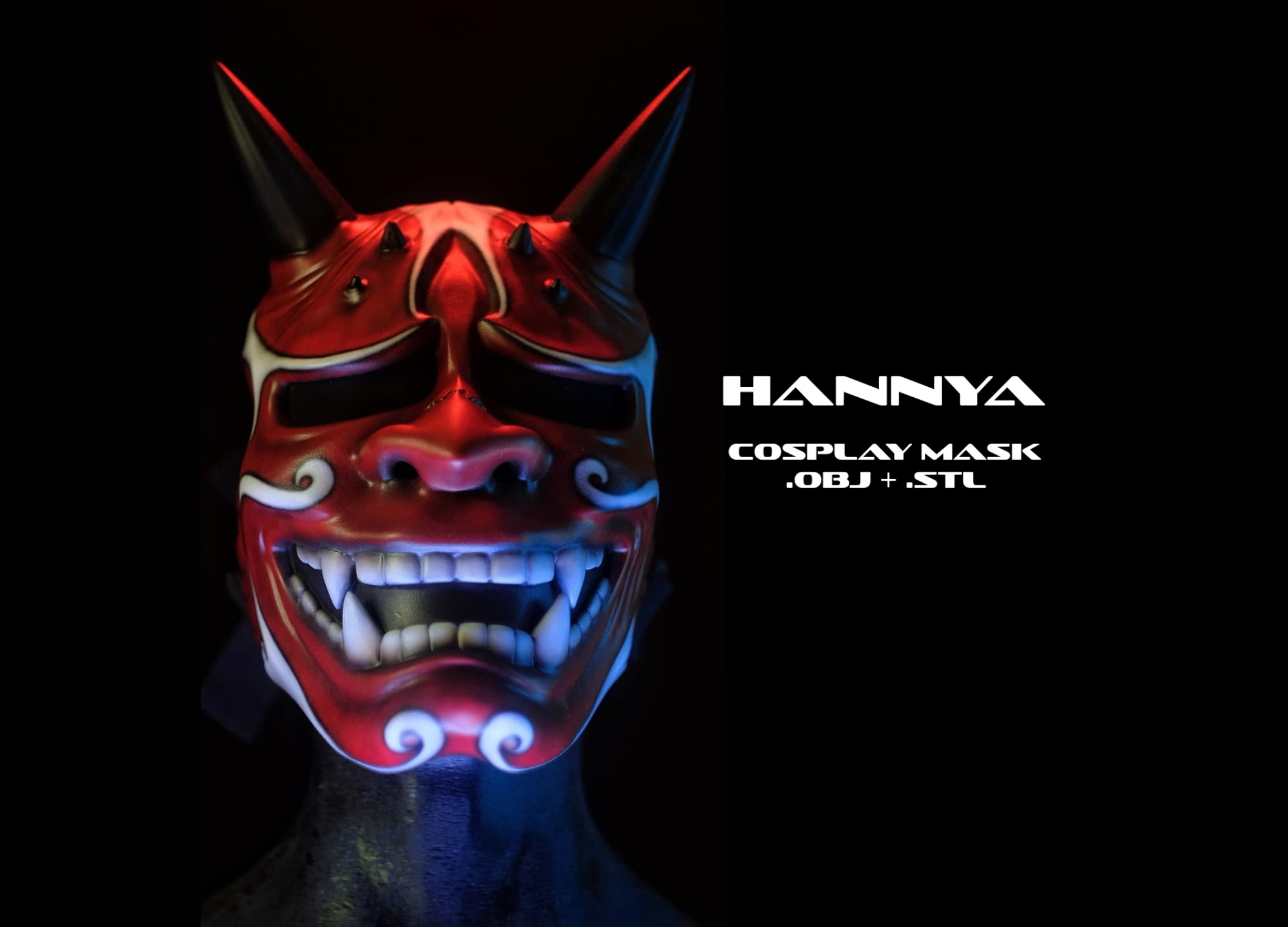 hannya Cosplay Maske japanisch rtprops oni 3D print model - Mito3D