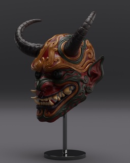 hannya mask oni demon japanese samurai sculpture art 3d print model - Mito3D