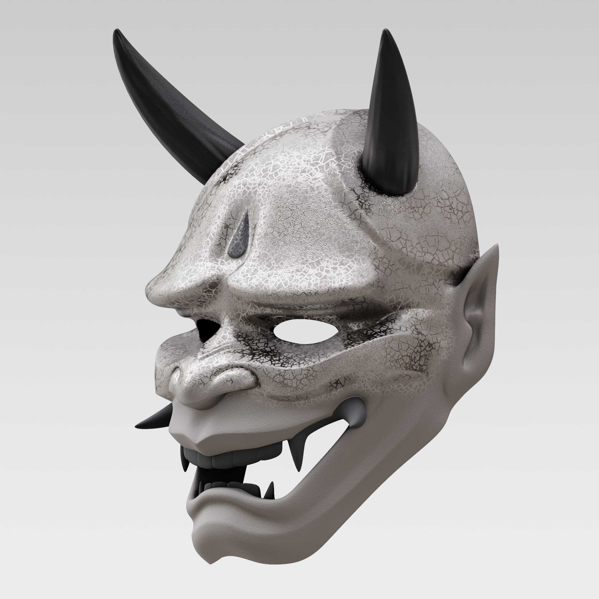 Hannya maske 02 oni geleneksel Japonca samuray iblis kostüm folklor 3D print model - Mito3D