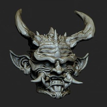 hannya máscara imán 6 oni samurai 3d impresión modelo 3d print model - Mito3D