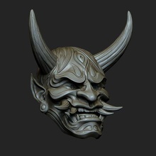 hannya masque pendentif aimant 7 oni samouraï 3d impression modèle gadget bijoux bague démon asiatique Japonais motard crâne créature 3d print model - Mito3D