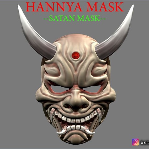 hannya mask -satan demon cosplay art halloween costume satan devil monter hannyamask 3D print model - Mito3D
