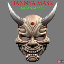 máscara de hannya -satanás demonio cosplay art disfraz halloween satanás diablo traje vestuario la monter hannyamask 3d print model - Mito3D