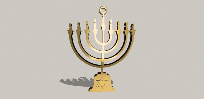 hanukkah menorah star david magen shield pendant jewish gift 9 branched spirituality decorative menorahs chanukah shamash - helper spiritual talisman keychain jewelry nine candles charm 3d print model - Mito3D