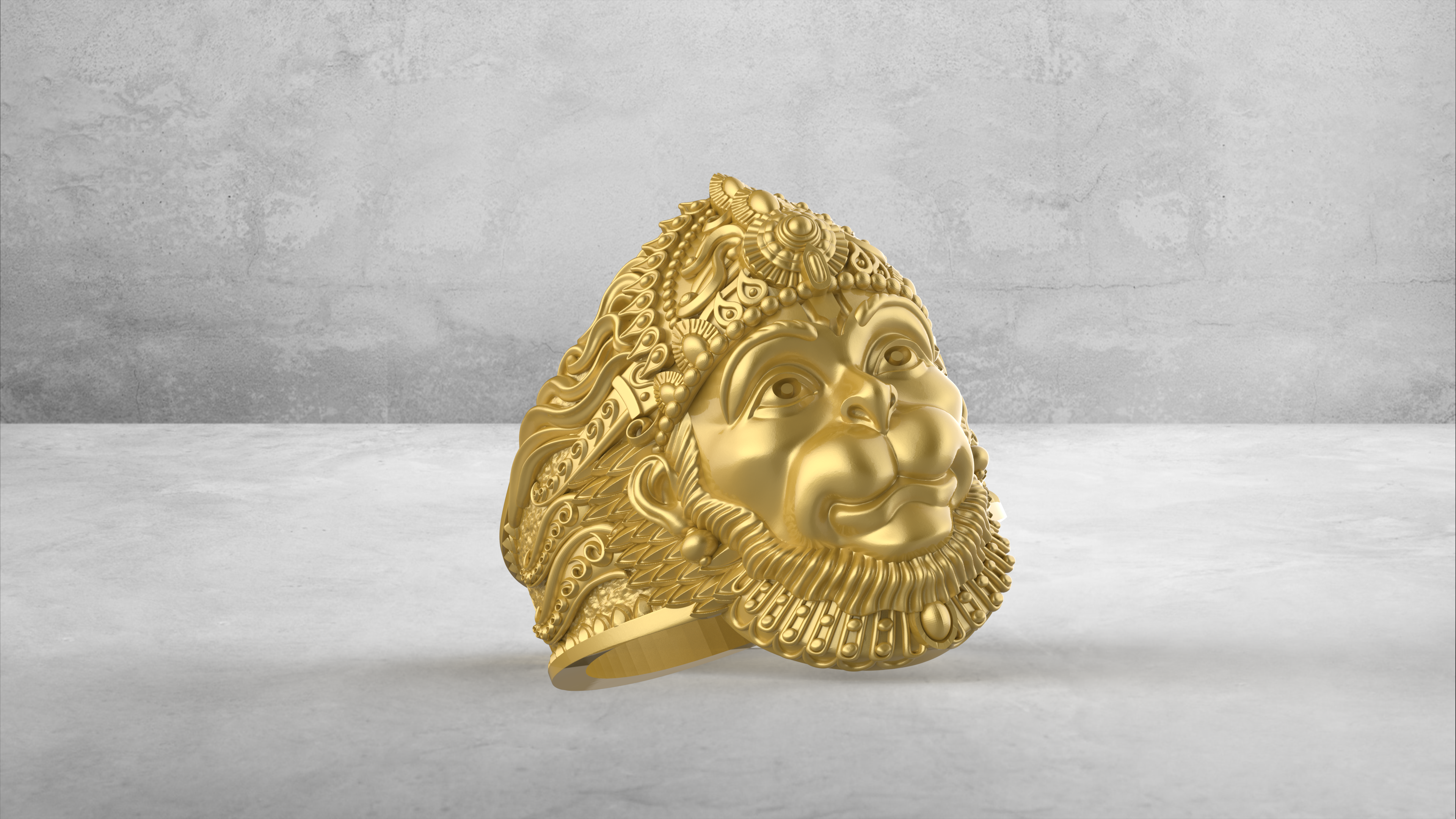 hanuman face ring murti-ring hanuman-face-ring art-ring 3dprinting-ring jents-ring jewelry-ring god-ring bridal-ring hanuman-ring 3d-print-ring cad-file-ring monkey-ring ram-ring ramparivar-ring 3D print model - Mito3D