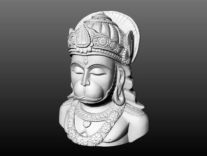 Hanuman Hindu Anhänger tatvagyanaprada Geber Weisheit Schmuck Kunst Skulptur Gold indisch Religion Ganesh Ganesha Körper Charakter Herr Statue Büste 3d print model - Mito3D