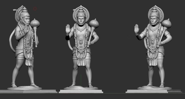 Hanuman ji cabeza Dios hindú indio mono león caballo Jabali avatar ídolo estatua sentado Arte esculturas 3d print model - Mito3D