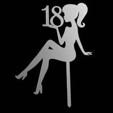 happy 18th birthday girl silhouette cake topper 18 eighteen decoration party 3d print model - Mito3D