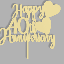 happy 40th anniversary cake topper various craft fun art decoration baking 3d print model - Mito3D