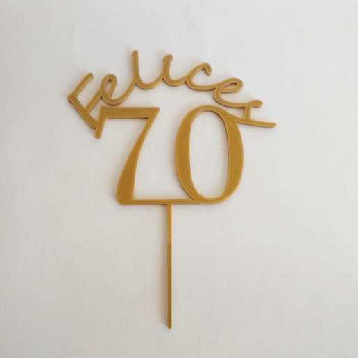 happy 70's topper topper caketopper cake pastry shop happy birthday 70 3D print model - Mito3D