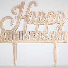 felice anniversario cake topper vari coppia evento semplice la scrittura a mano corsivo celebrazione decorazione torta 3d print model - Mito3D