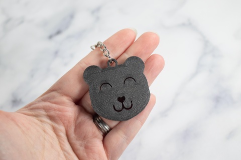 happy bear keychain keychain bear animal key chain simple accessory kids cute happy  3d print model - Mito3D