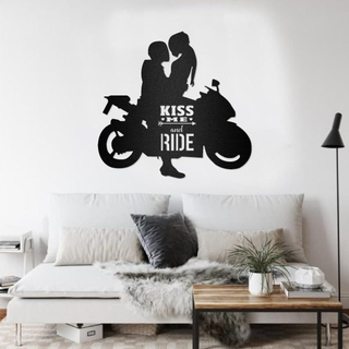 happy biker couple kiss ride 3d print model - Mito3D