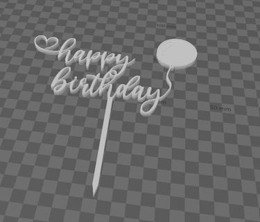 happy birthday balloon cake topper 3d print model - Mito3D