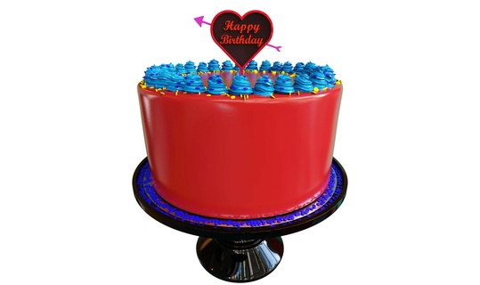 happy birthday cake topper arrow love celebration chocolate decoration anniversary sweet birthday-cake cream chocolate-cake dessert biscuit food-and-drink vanilla food cupcake cookie cake-topper bakery 3d print model - Mito3D