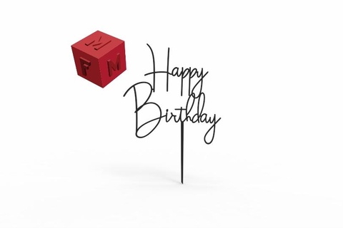 heureux anniversaire gâteau topper m5 caketopper décoration 3d print model - Mito3D