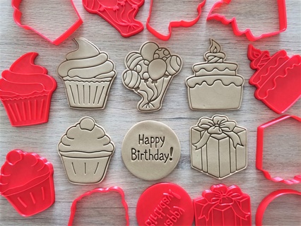 happy birthday cookie cutters baking kitchen bakery 3d print model - Mito3D
