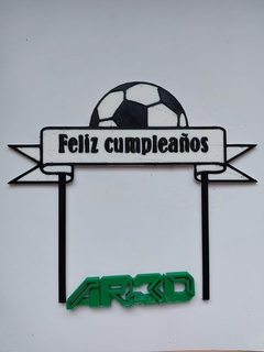 heureux anniversaire Football gâteau topper affiche football 3d print model - Mito3D