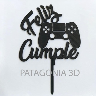 heureux anniversaire joueur topper gâteau commander manette ps4 Jeux 3d print model - Mito3D