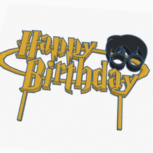 mutlu doğum günü Harry çömlekçi kek dekor işaret tema Parti hp potterhead 3d print model - Mito3D