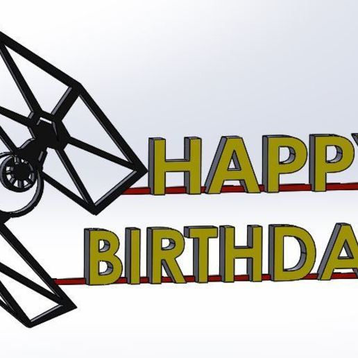 happy birthday star wars wing fighter gadget cake congratulations 3D print model - Mito3D