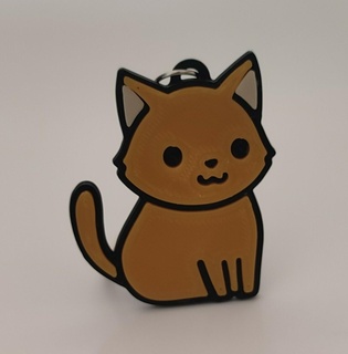 happy cat key chain animal fun cartoon easy gift pet fast print friend 3d print model - Mito3D