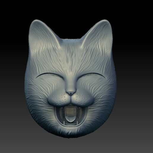 glücklich Katze Maske Folklore japanisch Troll Oger Teufel oni 3D print model - Mito3D