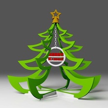 happy christmas tree puzzle decoration noel feliz navidad santa gift pine cone festive 3d print model - Mito3D