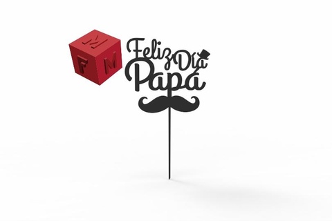 glücklich Papas Kuchen Topper Caketopper Dekoration Vati Vater Vaters Schnurrbart 3d print model - Mito3D