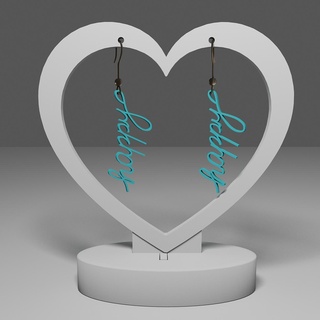 happy earrings earring one line simple elegant jewelry gift word mother's day minimalist jewellery 3d print model - Mito3D