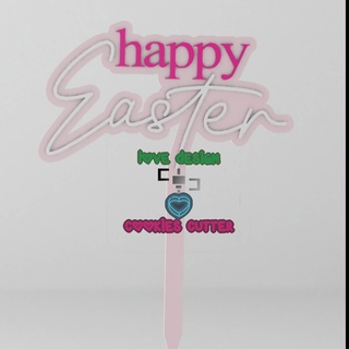 happy easter cake topper sign decoration party bunny 2023 3d print model - Mito3D