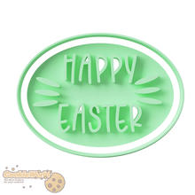 happy easter fondant cookie cutter & stamp 3d print model - Mito3D
