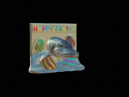 happy easter smile pike detailed texture trophy wall taxidermy 3d printing totem perch zander dorado carp rabbit bass trout tuna fish fishing lure bait statue happyeaster animal decoration shark 3d print model - Mito3D