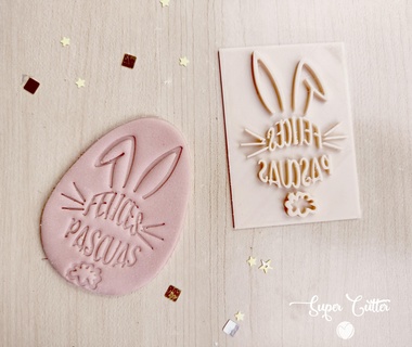 heureux Pâques timbre lapin joint biscuit 3d print model - Mito3D